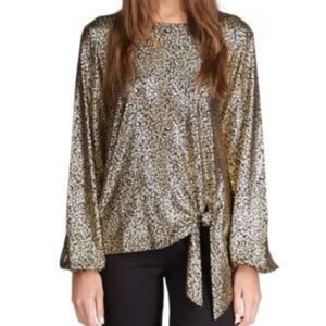 Michael Kors Metallic Cat-Print Tie Black/Gold XL NWT (Note)